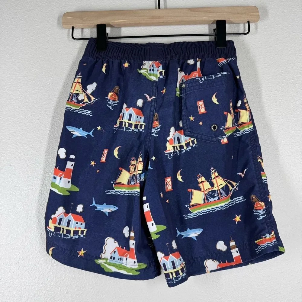 Hanna Andersson Boys Swim Trunks Bundle Tropical Boats Flamingo Size 110-120 6/7